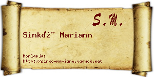 Sinkó Mariann névjegykártya